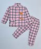 Kiwi Cotton Knit Full Sleeves Checked Coordinating Night Suit Set - Pink