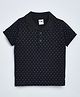 Kiwi Cotton Half Sleeves Abstract Printed Polo Tee - Black