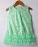 Saka Designs Woven Sleeveless Party Frock With Foil Polka Dot Print - Sea Green