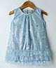 Saka Designs Satin Woven Sleeveless Party Frock With Foil Polka Dot Print - Light Blue