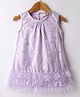 Saka Designs Satin Woven Sleeveless Party Frock With Foil Polka Dot Print - Lilac