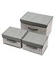 House of Quirk 3 Pack Foldable Storage Bin with Lid and Handle Versatile Storage Baskets Boxes for Toys Clothes Papers Books - Grey