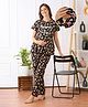 Bella Mama Cotton Knit Short Sleeves Nursing Night Suit Tropical Print  - Black