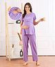 Bella Mama Cotton Knit Half Sleeves Floral Printed Night Suit - Lavender