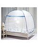 Classic Mosquito net Supreme Plus Foldable Machardani with 3 Side Zipper Opening Doors - Floral Blue
