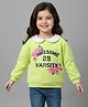 Babyhug 100% Cotton Full Sleeves Floral & Text Printed Sweatshirt With Peter Pan Collar - Light Green