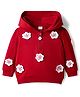 Babyhug Cotton Knit Full Sleeves Hooded Sweatshirt with Floral Crochet Detailing -Red