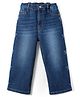 Primo Gino Cotton Woven Full Length Wide Leg Denim With Star Print Detailing - Blue
