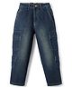 Primo Gino Cotton Woven Full Length Jeans With Cargo Pockets - Navy Blue