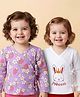 Babyoye 100% Organic Muslin Full Sleeves Jhablas with Side Knot Floral & Bunny Print Pack Of 2 - Lilac & Pink