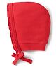 Doodle Poodle Interlock cotton Knit Solid Coloured Cap With Knot Red - Diameter 10.5 cm