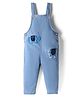 Bonfino Denim Woven Sleeveless Washed Dungaree with Elephant Applique Detail - Blue