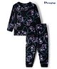 Honeyhap Premium 100% Cotton Knit Full Sleeves Co-ords Night Suit With Bio Finish & Game Print - Black