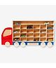 Kidoz Wooden Car Parking Station Red, Large (Motor Skills Learning Toy Car Hanging Wooden Storage for Toddler - Miniature Display Case for Toy Cars Garage)