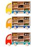 Kidoz Wooden Car Parking Station Pack of Red, Yellow & Orange Mini (Motor Skills Learning Toy Car Hanging Storage for Toddler, Wooden )