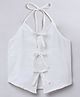 Taffykids 100% Cotton Sleeveless Bow Applique Detailed Crop Top - White