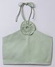 Taffykids Satin Sleeveless Floral Applique Detailed Crop Top - Green