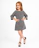 Safehugs Cotton Woven Three Fourth Sleeves Abstract Embroidered Dress - Black