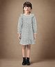 Safehugs Cotton Woven Three Fourth Bell Sleeves Leaves Printed Dress - Green