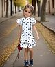 Safehugs Cotton Woven Half Puffed Sleeves Polka Dots Printed Crop Top & Coordinating Pleated Skirt Set - White