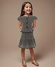 Safehugs Cotton Woven Cap Sleeves Geometric Embroidered Crop Top & Coordinating Skirt Set - Black