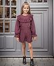 Safehugs Cotton Woven Full Peasant Sleeves Abstract Printed Frill Detailed Coordinating Top & Shorts Set - Maroon
