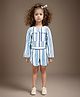 Safehugs Cotton Woven Full Sleeves Striped Crop Top & Coordinating Shorts Set - White