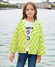 Safehugs Cotton Full Sleeves Warped Chessboard Checked Jacket - Neon Green