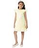 Nautinati Cotton Flutter Sleeves Sequins Embellished Dress - Yellow