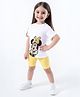 Nautinati Cotton Mickey & Friends Featuring Half Sleeves Minnie Mouse Printed Tshirt & Solid Shorts - Yellow