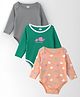 Nautinati Cotton Pack Of 3 Full Sleeves Solid & Fishes Printed Onesies - Grey Orange & Green