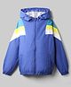 Pine Active Woven Full Sleeves Ultra Comfort Lightweight Windbreaker Athleisure Colour Block Hooded Jacket - Blue