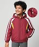Pine Active Woven Full Raglan Sleeves Colour Block Ultra Comfort Lightweight Windbreaker Athleisure Hooded Jacket With Tape Detailing - Maroon