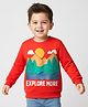Babyhug Cotton Knit Full Sleeves Embroidered Sweatshirt With Text Print - Red