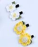 Funkrafts Set Of 2 Floral Crochet Designed Pearls Embellished Hair Alligator Clips - White & Yellow