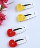 Funkrafts Set Of 2 Heart Crochet Designed Hair Clips - Yellow & Red
