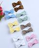 Funkrafts Pack Of 7 Bow Applique Detailed & Pearl Embellished Hair Alligator Clips - Multi Colour