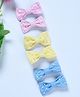 Funkrafts Pack Of 3 Bow Applique Detailed & Pearl Embellished Hair Alligator Clips - Blue Pink & Yellow
