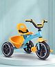 Kids Tricycle with Adjustable Seat Belt - Blue & Yellow| Rear Storage Basket| High Backrest| Non-Slip Pedals & Smooth Wheels| Toy for 2+ Yrs Boys & Girls| Activity Gifting Option