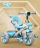 Emo-G Light & Musical Tricycle with 3-Level Adjustable Parental Control -Blue|Front Bottle Holder| Safety Harness| Foldable Footrest| Rear Storage Basket| Anti-Skid Wheels|Comfortable Seat