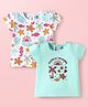 Doodle Poodle 100% Cotton Knit Half Sleeves Tops with Sea Life Print Pack of 2 - Light Blue & White