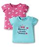 Doodle Poodle 100% Cotton Knit Half Sleeves Tops with Mommy's Little Princess Text Print Pack of 2 - Light Blue & Pink