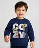 Babyhug Cotton Knit Full Sleeves Sweatshirt with Animal Print - Navy Blue