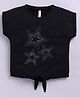 giniekids Cotton Blend Sleeveless Stars Stone Embellished Crop Top - Black
