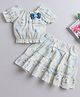 The Magic Wand Half Puffed Sleeves Typography Printed Coordinating Top & Tiered Skirt Set - Yellow & Blue