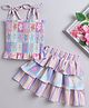 The Magic Wand Sleeveless Floral Printed Smocked Top & Layered Skirt Set - Pink