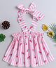 The Magic Wand Cotton Sleeveless Striped & Watermelons Printed Top - Pink