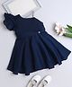 The Magic Wand Flutter Sleeves Solid Dress - Navy Blue