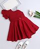 The Magic Wand Flutter Sleeves Solid Dress - Red