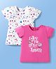 Doodle Poodle 100% Cotton Half Sleeves Floral & Text Printed Tops Pack of 2 - White & Pink